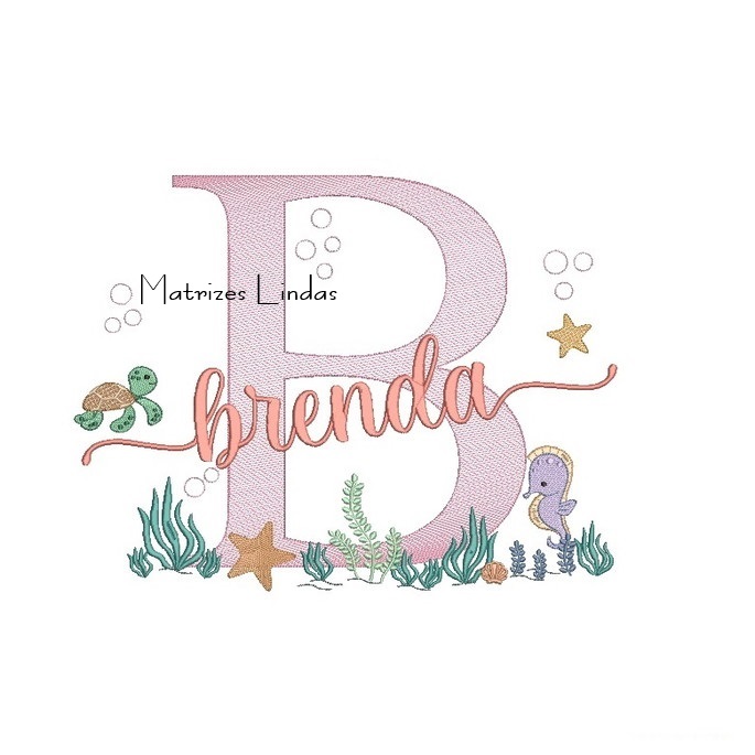 Matriz de Bordado - Nome Brenda Fundo do Mar Matriz de Bordado - Nome Brenda Fundo do Mar