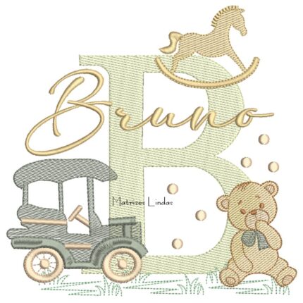 Matriz de Bordado - Nome Bruno Brinquedos de Infância