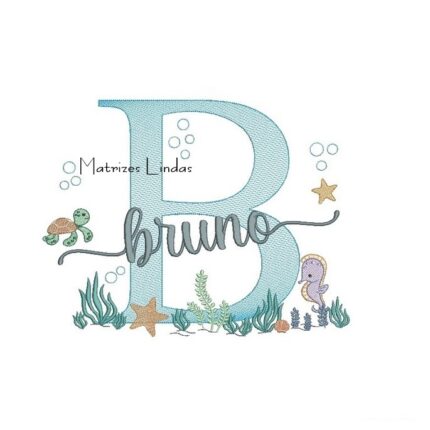 Matriz de Bordado - Nome Bruno Fundo do Mar