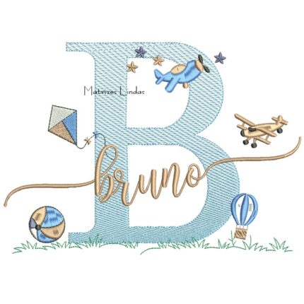 Matriz de Bordado - Nome Bruno com Brinquedos