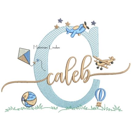 Matriz de Bordado - Nome Caleb com Brinquedos