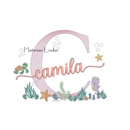 Matriz de Bordado – Nome Camila Fundo do Mar