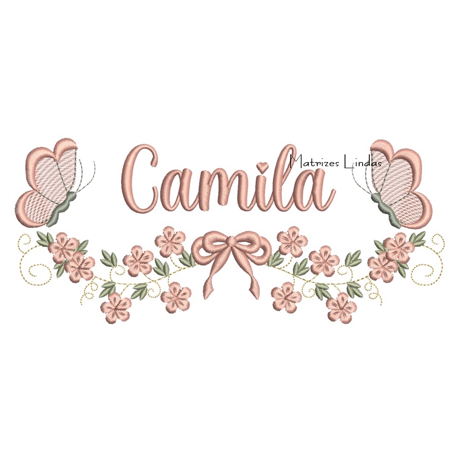 Matriz de Bordado - Nome Camila com Raminho Matriz de Bordado - Nome Camila com Raminho