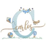 Matriz de Bordado - Nome Carlos com Brinquedos