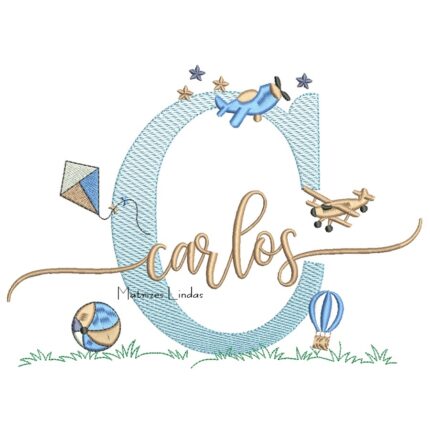 Matriz de Bordado - Nome Carlos com Brinquedos