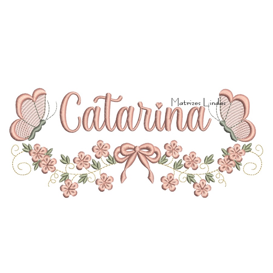 Matriz de Bordado - Nome Catarina com Raminho Matriz de Bordado - Nome Catarina com Raminho