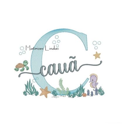 Matriz de Bordado - Nome Cauã Fundo do Mar