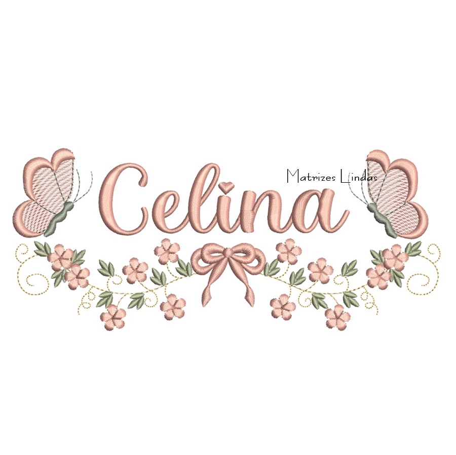Matriz de Bordado - Nome Celina com Raminho Matriz de Bordado - Nome Celina com Raminho