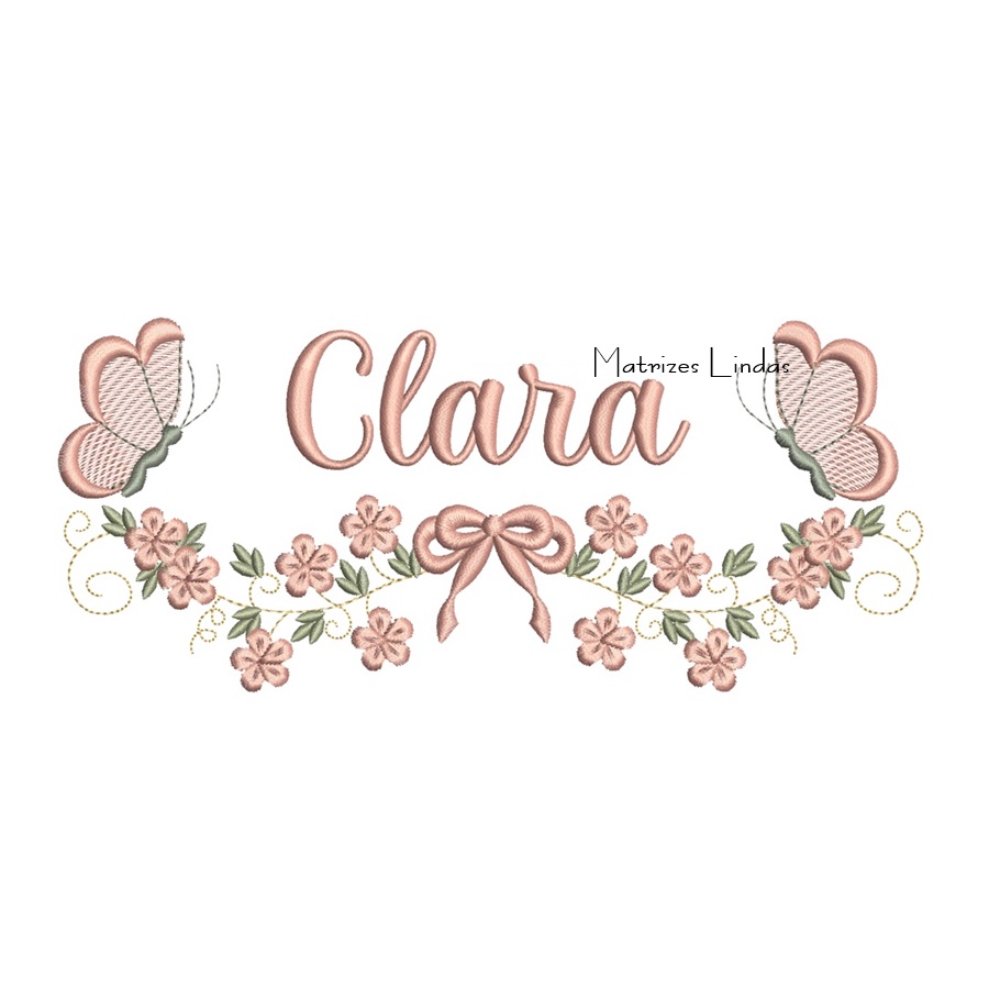 Matriz de Bordado - Nome Clara com Raminho Matriz de Bordado - Nome Clara com Raminho