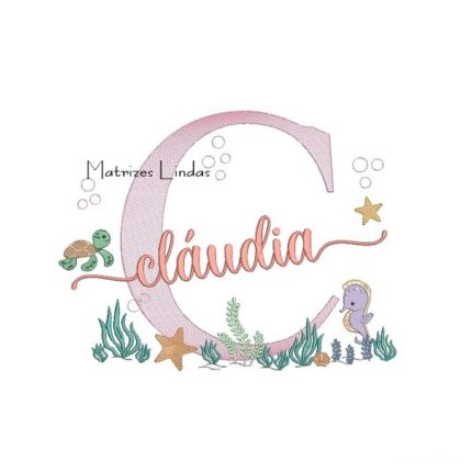 Matriz de Bordado - Nome Cláudia Fundo do Mar