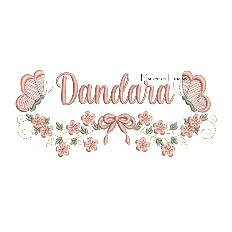 Matriz de Bordado - Nome Dandara com Raminho Matriz de Bordado - Nome Dandara com Raminho