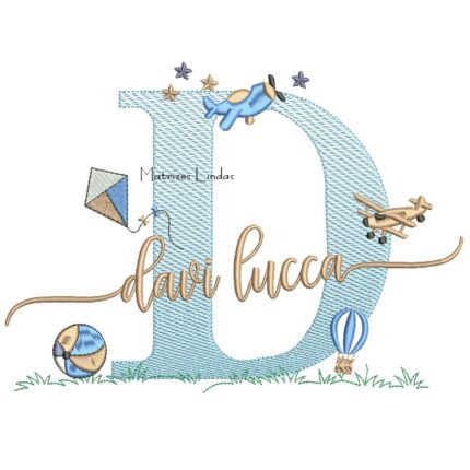 Matriz de Bordado - Nome Davi Lucca com Brinquedos