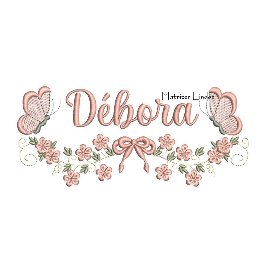 Matriz de Bordado - Nome Débora com Raminho Matriz de Bordado - Nome Débora com Raminho