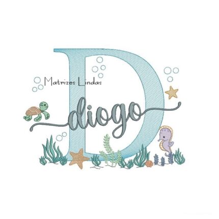 Matriz de Bordado - Nome Diogo Fundo do Mar