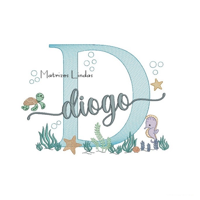 Matriz de Bordado - Nome Diogo Fundo do Mar Matriz de Bordado - Nome Diogo Fundo do Mar