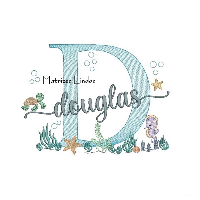Matriz de Bordado - Nome Douglas Fundo do Mar Matriz de Bordado - Nome Douglas Fundo do Mar