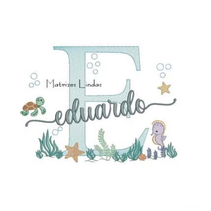 Matriz de Bordado - Nome Eduardo Fundo do Mar