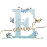 Matriz de Bordado - Nome Emanuel com Brinquedos