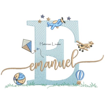 Matriz de Bordado - Nome Emanuel com Brinquedos