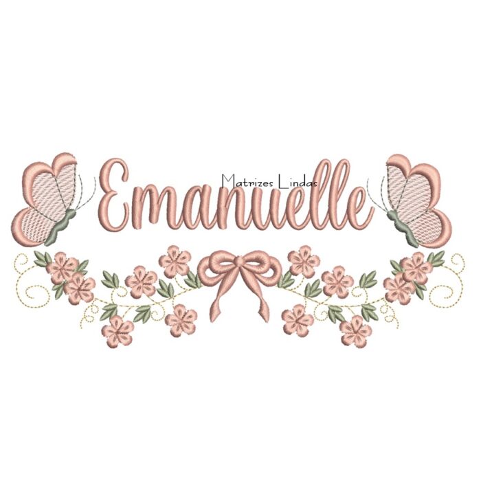 Matriz de Bordado - Nome Emanuelle com Raminho