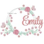 Matriz de Bordado - Nome Emily Moldura Floral