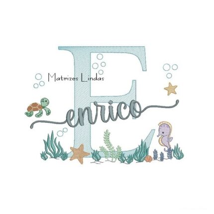 Matriz de Bordado - Nome Enrico Fundo do Mar