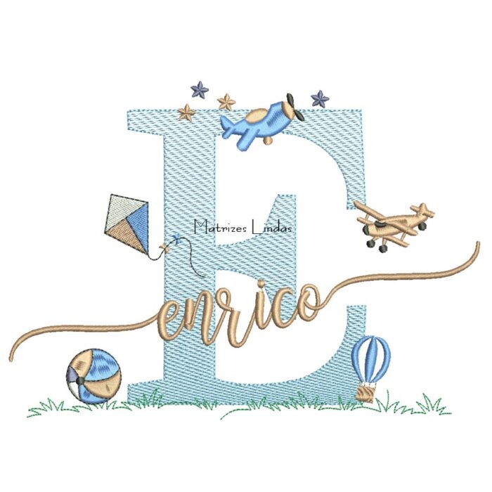 Matriz de Bordado - Nome Enrico com Brinquedos