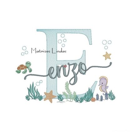 Matriz de Bordado - Nome Enzo Fundo do Mar