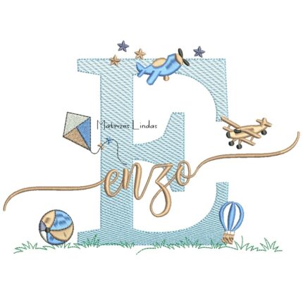 Matriz de Bordado - Nome Enzo com Brinquedos