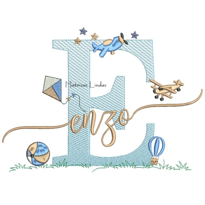 Matriz de Bordado - Nome Enzo com Brinquedos