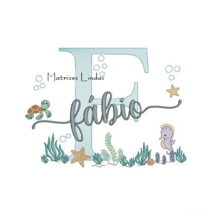 Matriz de Bordado - Nome Fábio Fundo do Mar