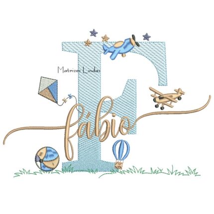Matriz de Bordado - Nome Fábio com Brinquedos