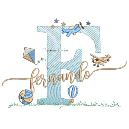 Matriz de Bordado - Nome Fernando com Brinquedos