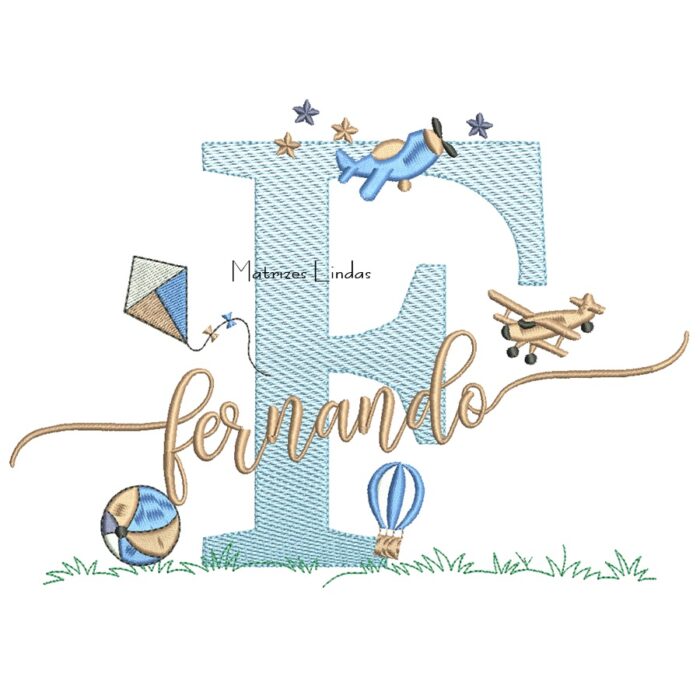 Matriz de Bordado - Nome Fernando com Brinquedos