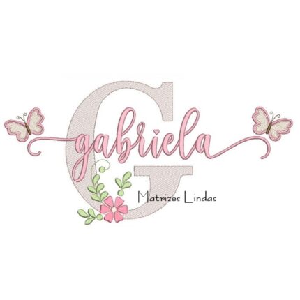 Matriz de Bordado - Nome Gabriela com Borboletas