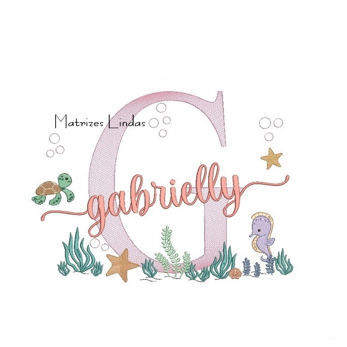 Matriz de Bordado - Nome Gabrielly Fundo do Mar Matriz de Bordado - Nome Gabrielly Fundo do Mar