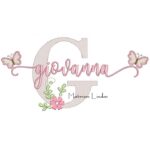 Matriz de Bordado - Nome Giovanna com Borboletas