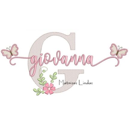 Matriz de Bordado - Nome Giovanna com Borboletas