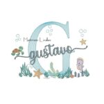 Matriz de Bordado - Nome Gustavo Fundo do Mar