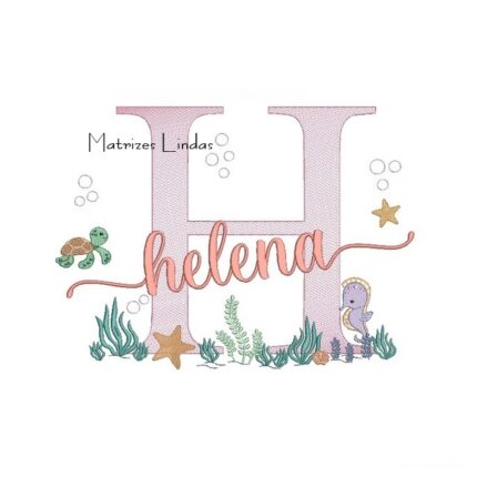 Matriz de Bordado Nome – Helena Fundo do Mar Matriz de Bordado Nome – Helena Fundo do Mar