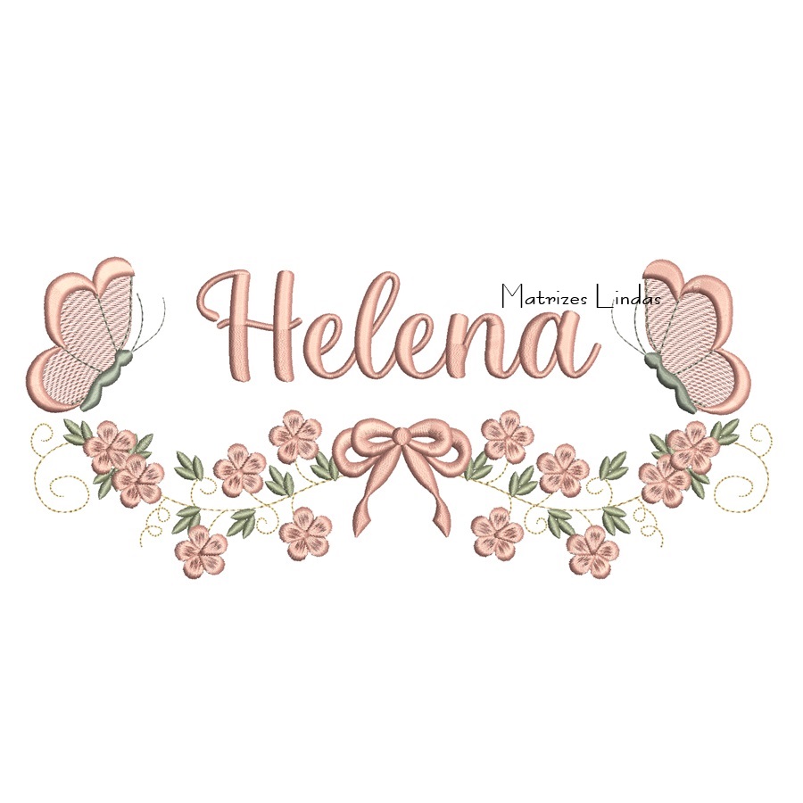 Matriz de Bordado - Nome Helena com Raminho Matriz de Bordado - Nome Helena com Raminho