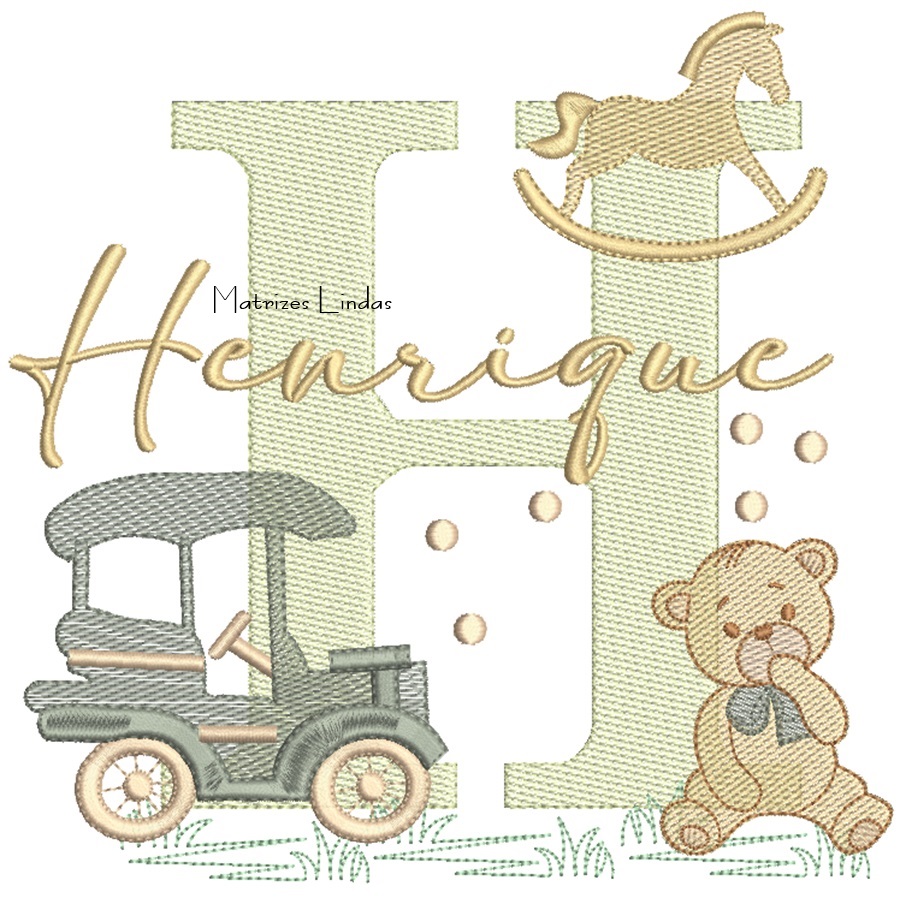 Matriz de Bordado - Nome Henrique Brinquedos de Infância Matriz de Bordado - Nome Henrique Brinquedos de Infância