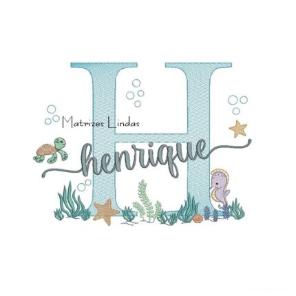 Matriz de Bordado - Nome Henrique Fundo do Mar