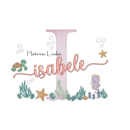 Matriz de Bordado – Nome Isabele Fundo do Mar