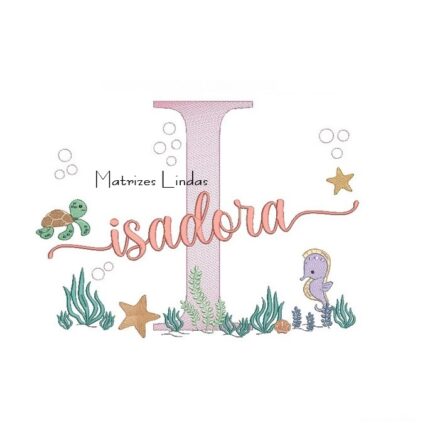Matriz de Bordado - Nome Isadora Fundo do Mar