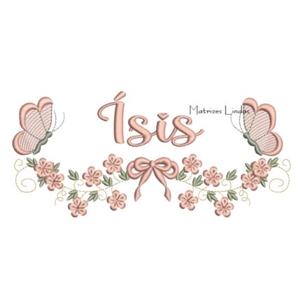 Matriz de Bordado - Nome Ísis com Raminho