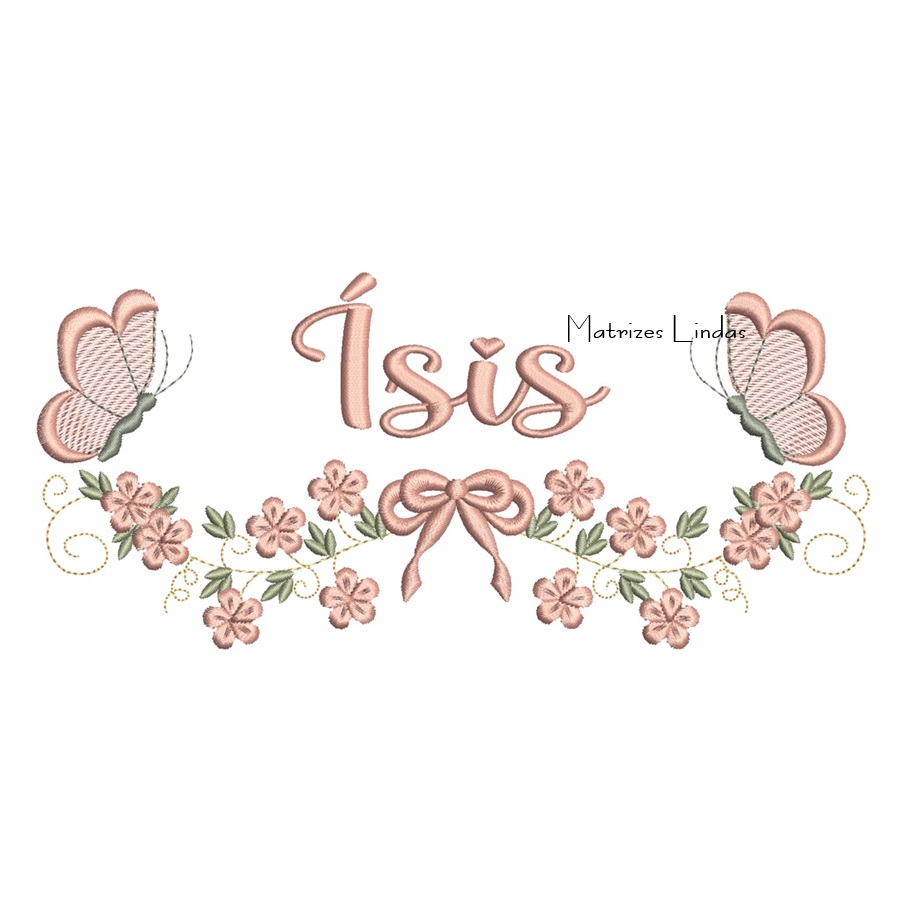 Matriz de Bordado - Nome Ísis com Raminho Matriz de Bordado - Nome Ísis com Raminho