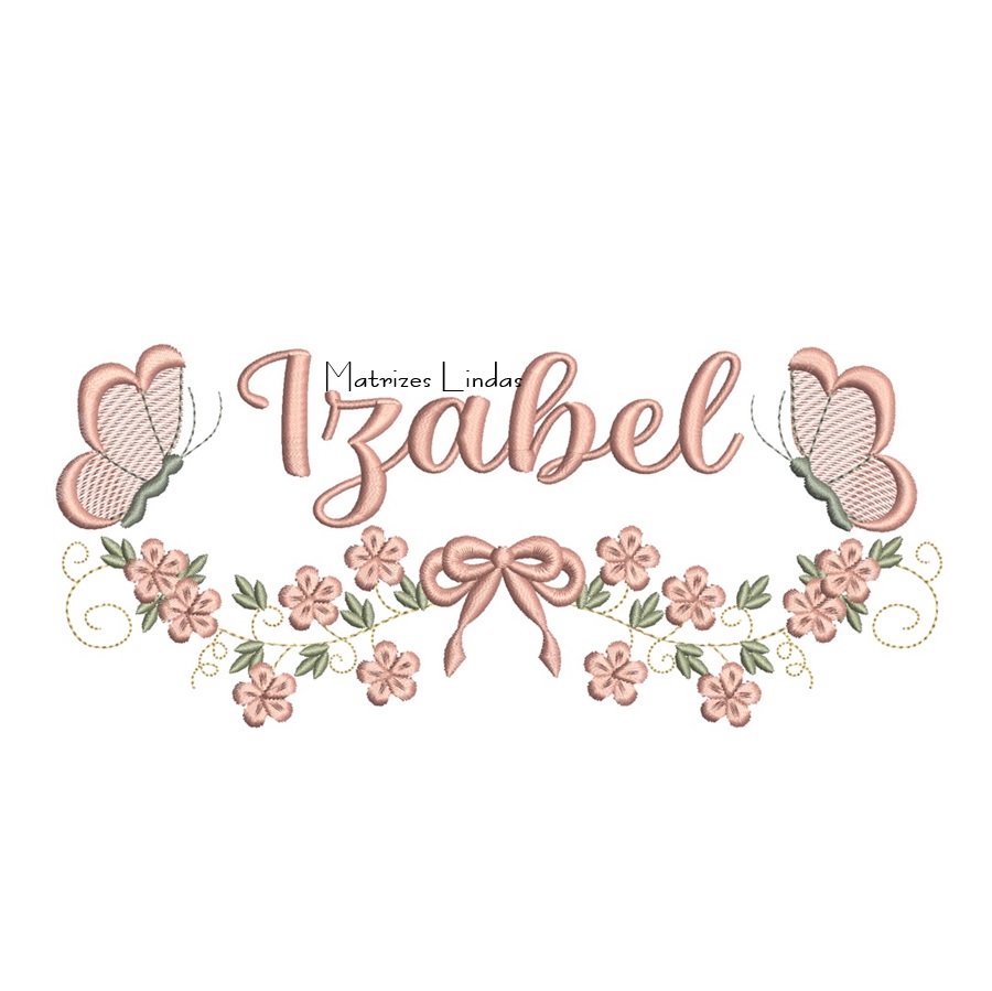 Matriz de Bordado - Nome Izabel com Raminho Matriz de Bordado - Nome Izabel com Raminho