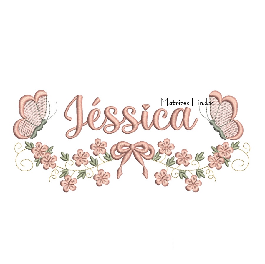 Matriz de Bordado - Nome Jéssica com Raminho Matriz de Bordado - Nome Jéssica com Raminho