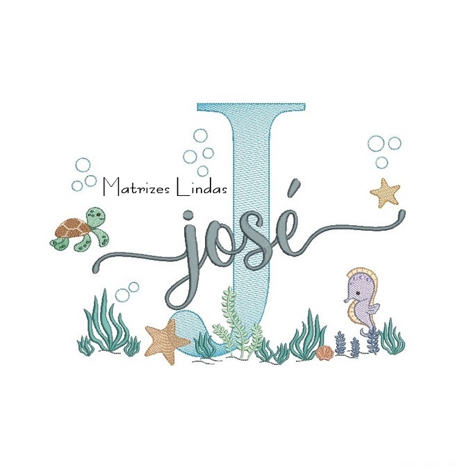 Matriz de Bordado - Nome José Fundo do Mar Matriz de Bordado - Nome José Fundo do Mar